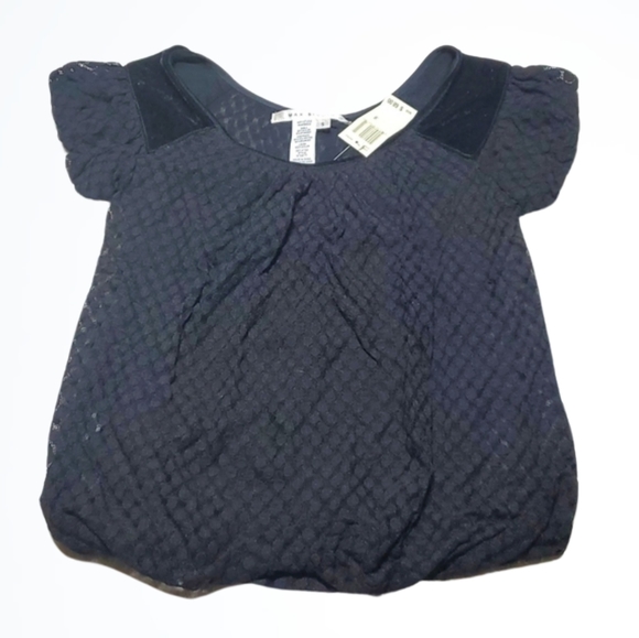 Max Studio Tops - Max Studio Black Ruched Bottom Billowy Blouse Top Size Small NWT